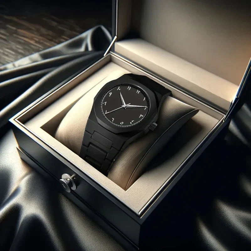 PINTIME Men's Black Silicone Sport Quartz Watch