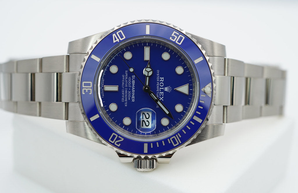 Rolex WHITE GOLD BLUE DIAL SMURF FULL SET