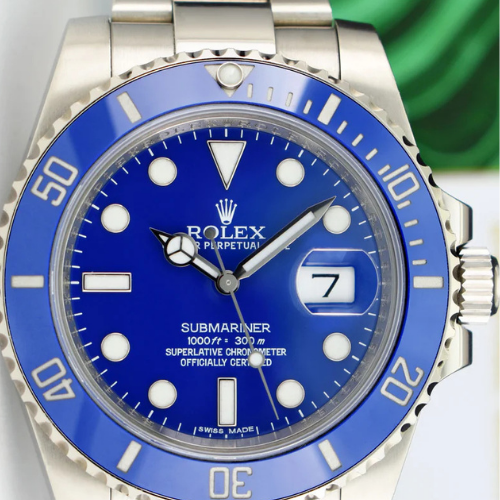Rolex WHITE GOLD BLUE DIAL SMURF FULL SET