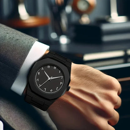 PINTIME Men's Black Silicone Sport Quartz Watch